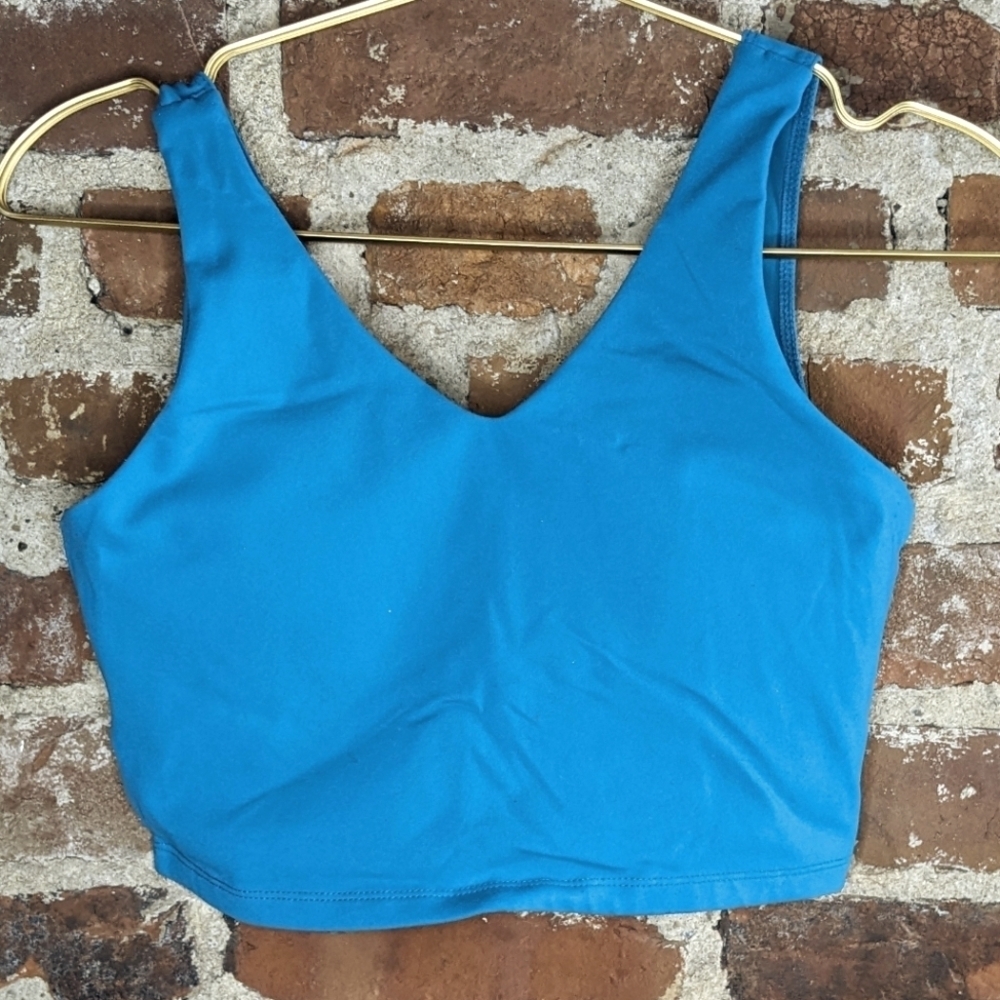 Small Teal Wrap Back Sport Tank Top Bra w/ Cup Inserts